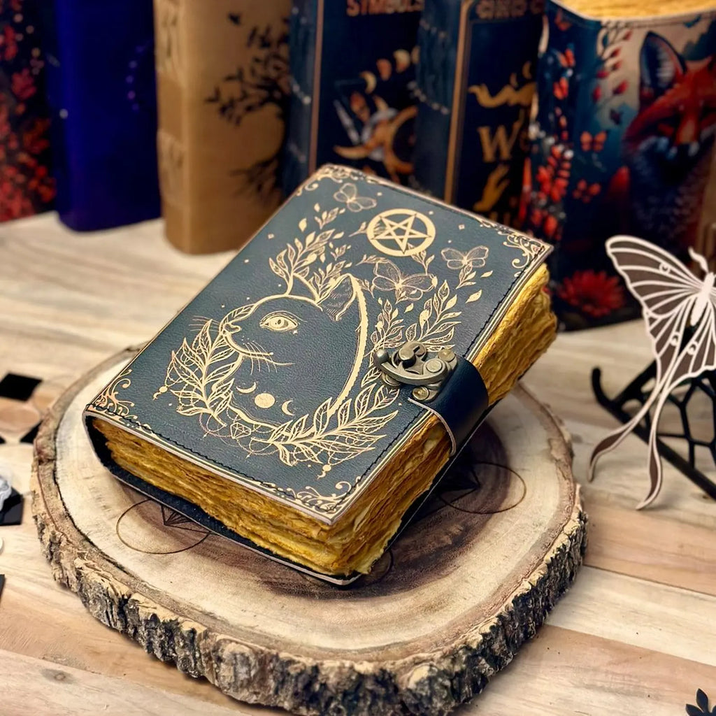 journal Leather Print Celtic cat journal