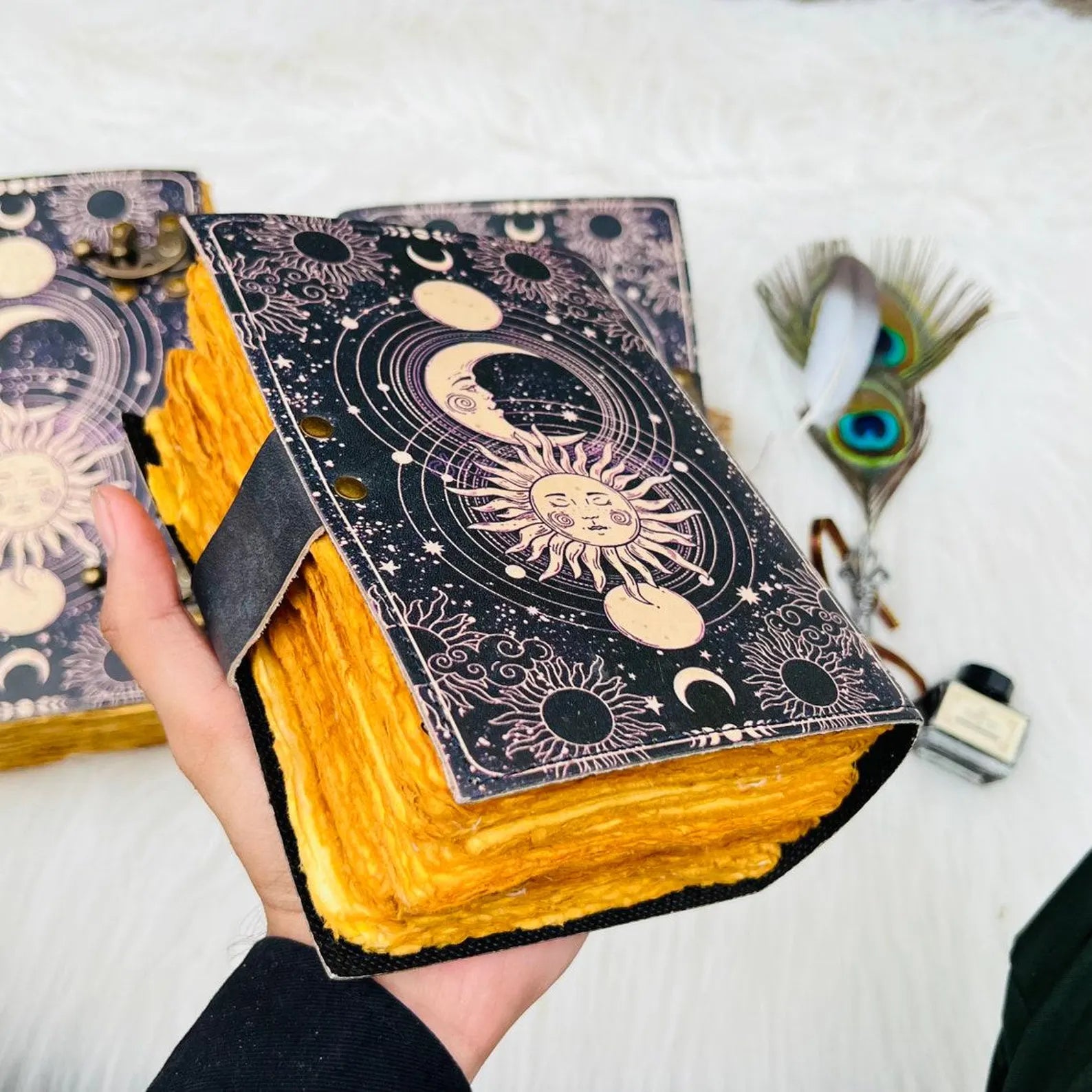 Celestial Sun & moon Handmade Leather journal