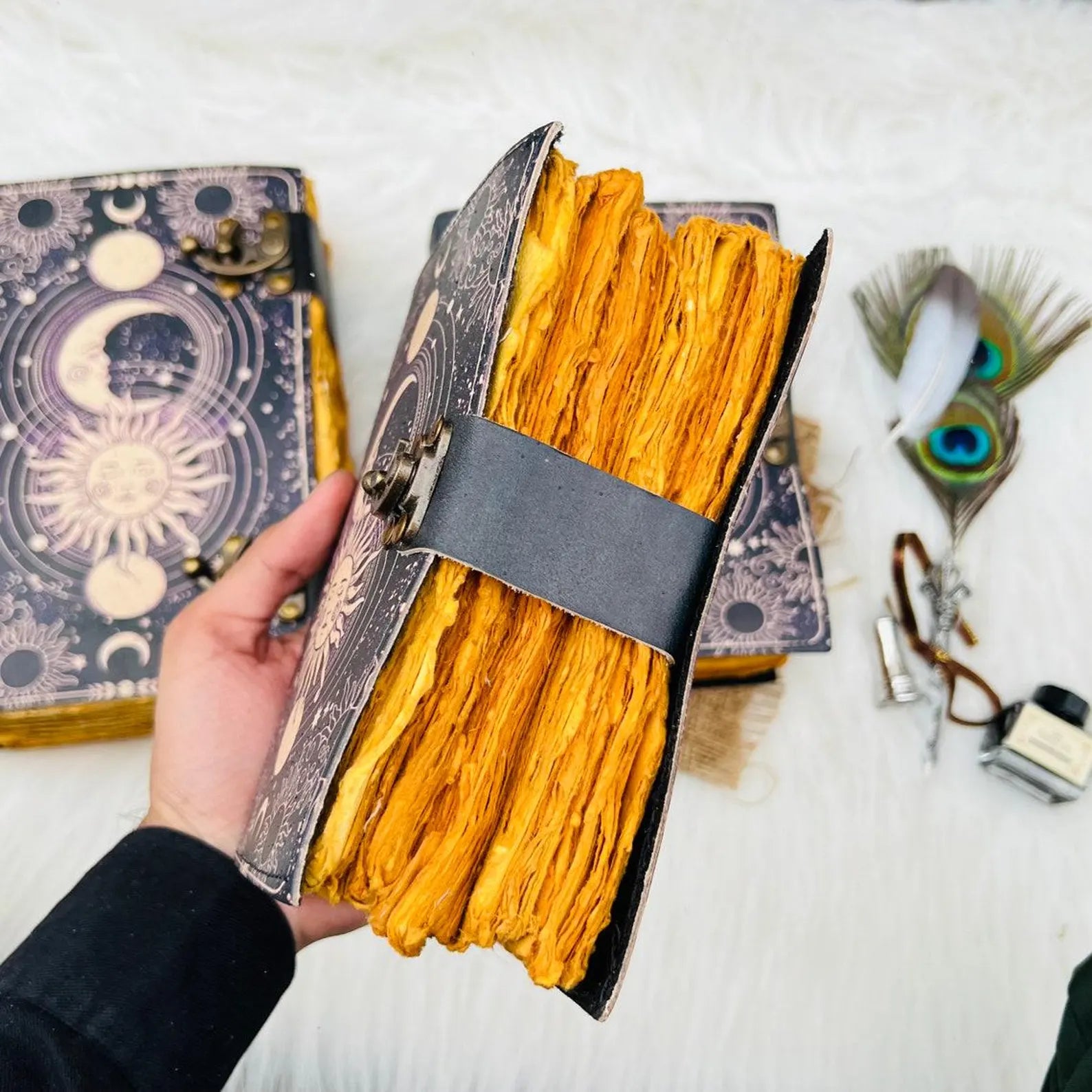 Celestial Sun & moon Handmade Leather journal