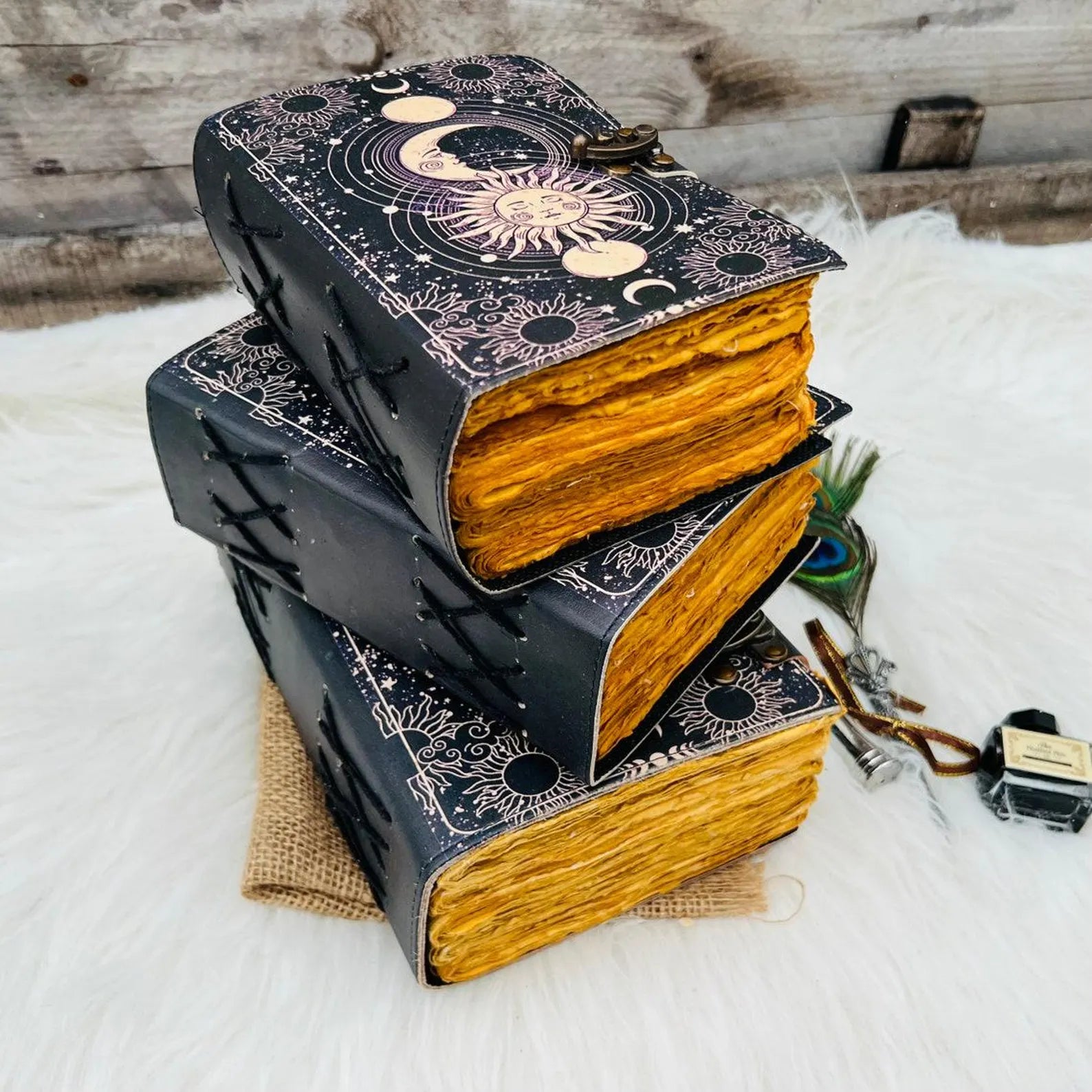 Celestial Sun & moon Handmade Leather journal