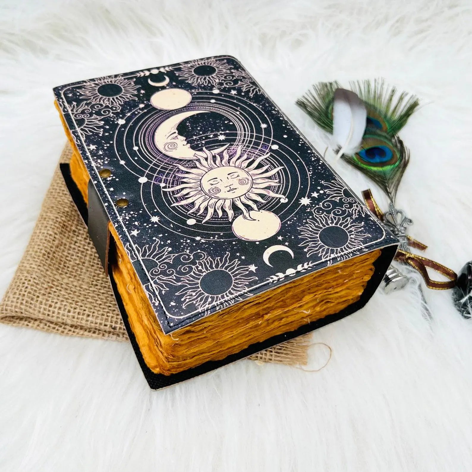 Celestial Sun & moon Handmade Leather journal
