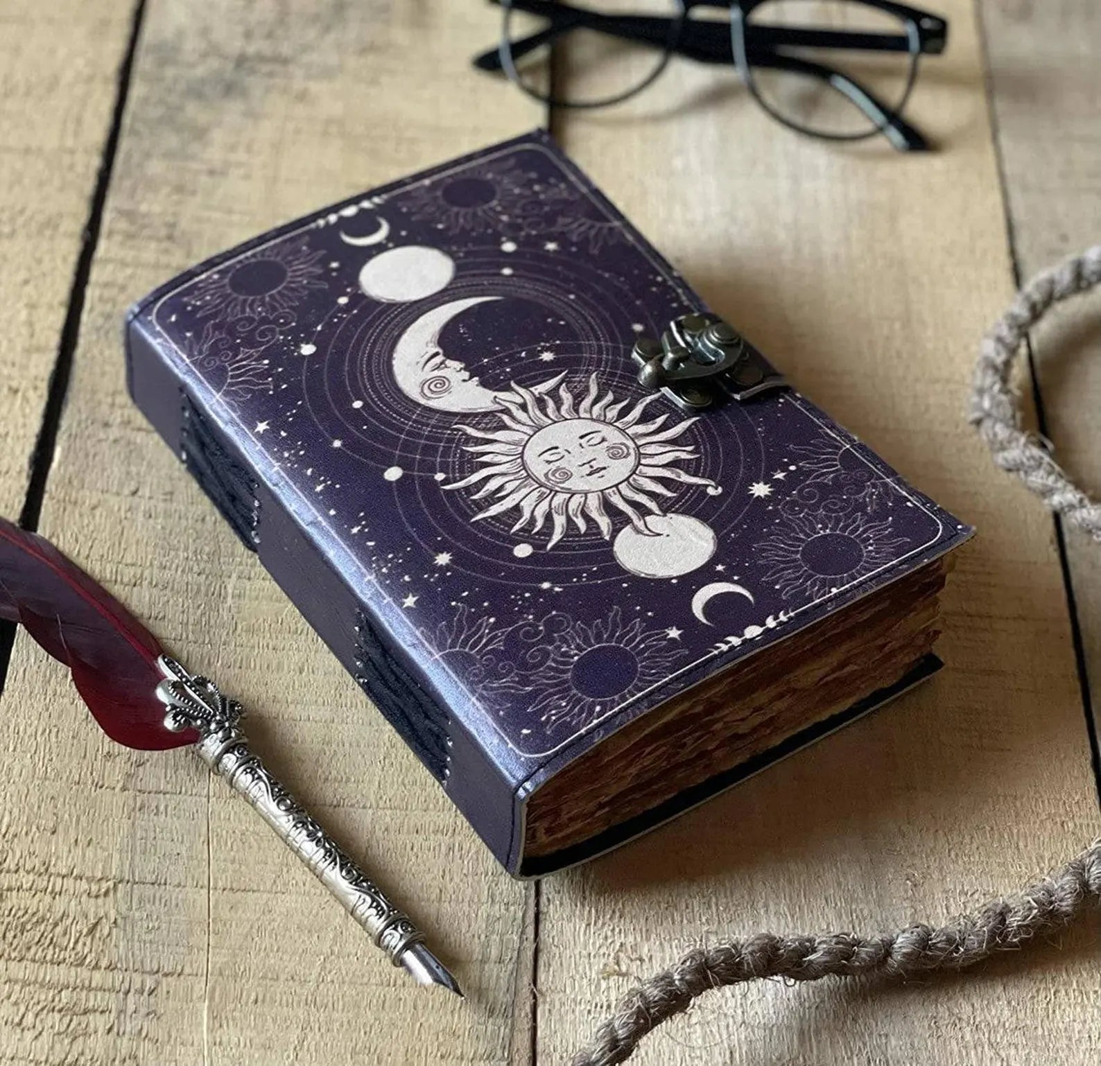 Celestial Sun & moon Handmade Leather journal