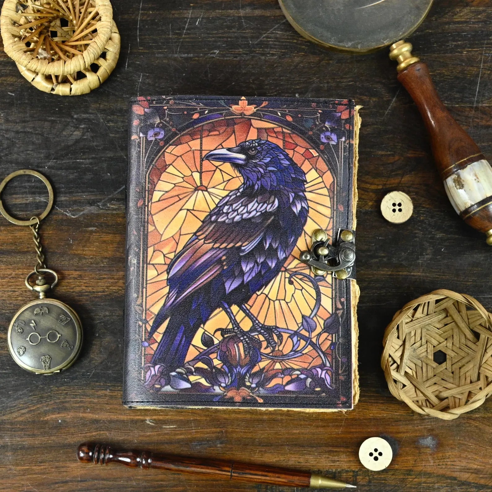 Leather Journal Notebook The Raven Print