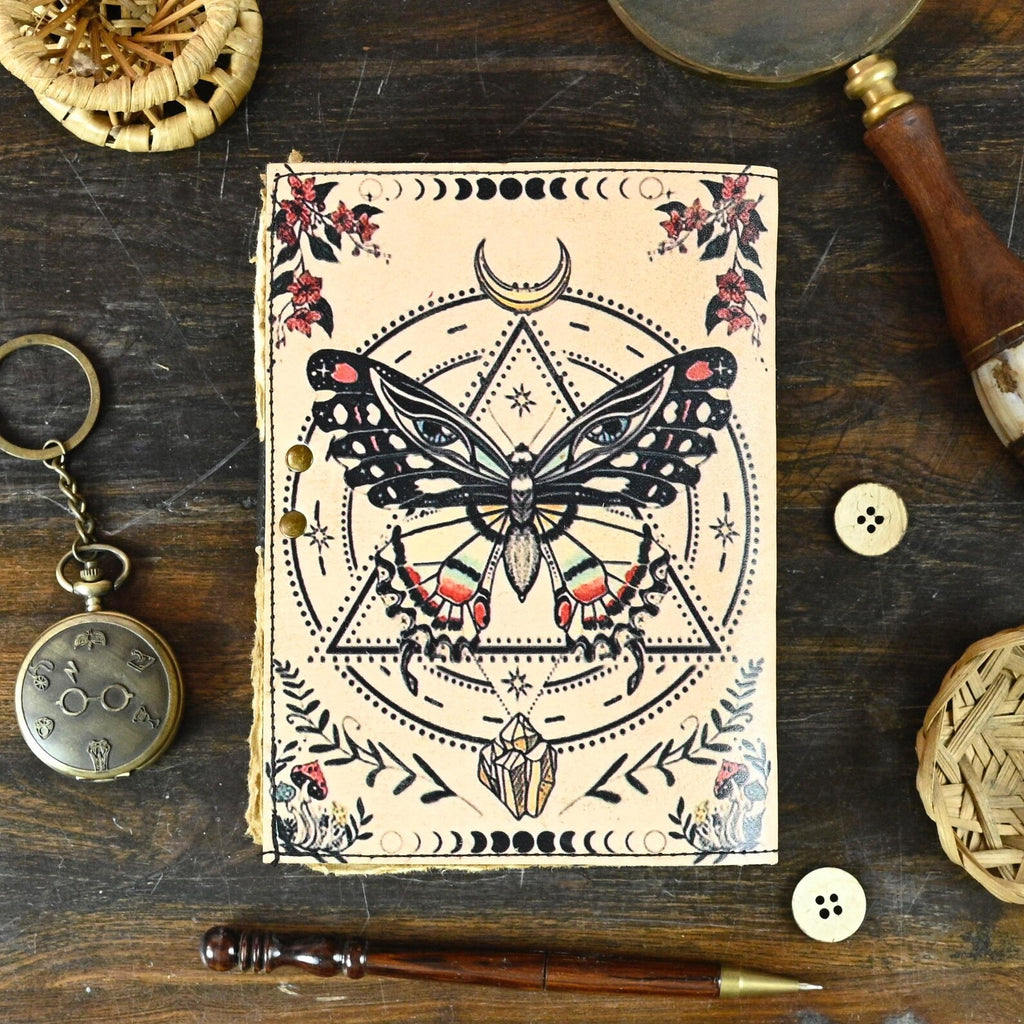 Luna Moth - Vintage Leather Journal