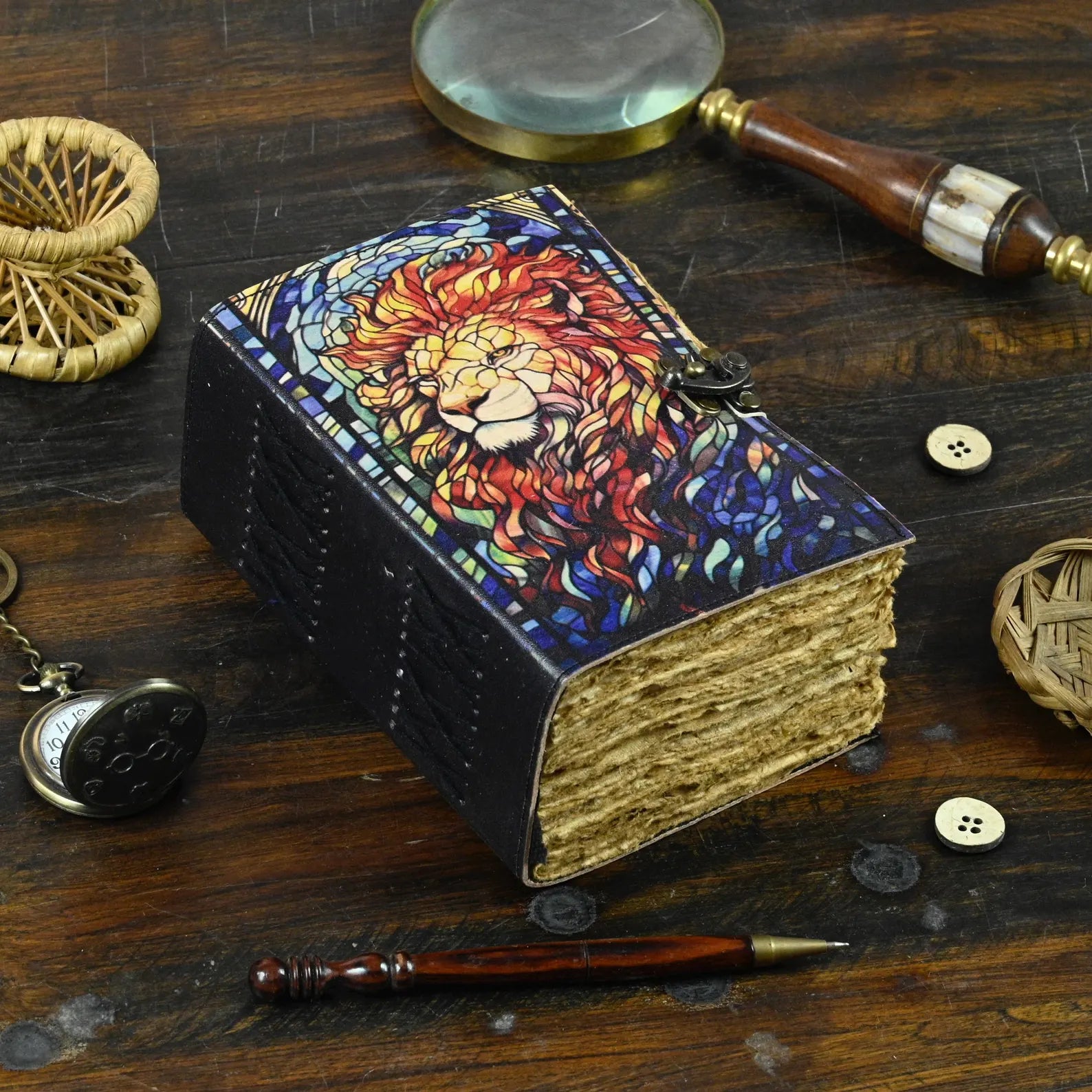 Lion Leather Journal Rustic Vintage Leather