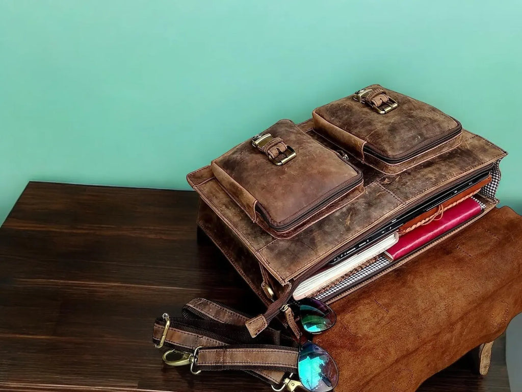 Buffalo Leather Messenger Laptop Bag