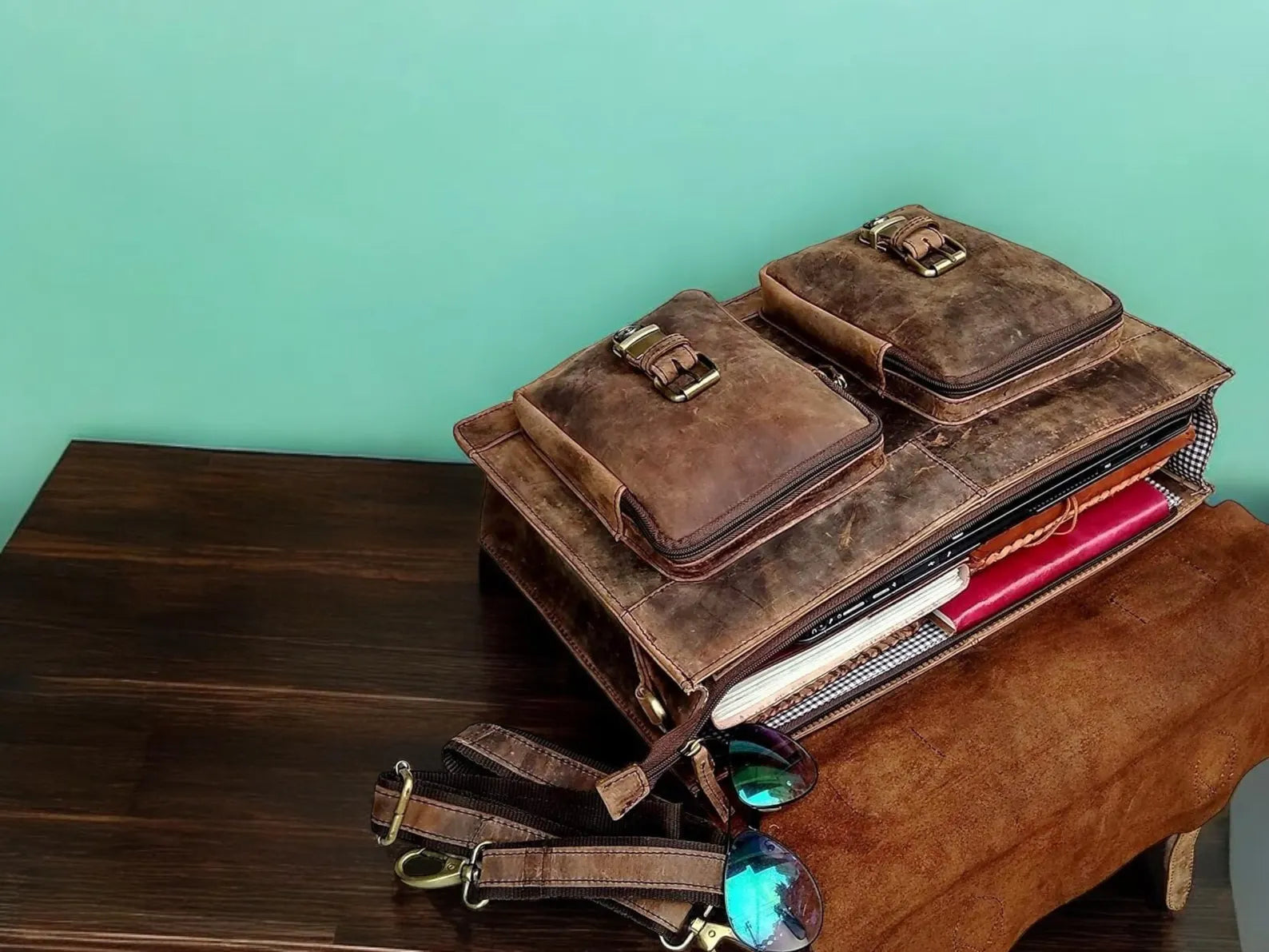 Buffalo Leather Messenger Laptop Bag