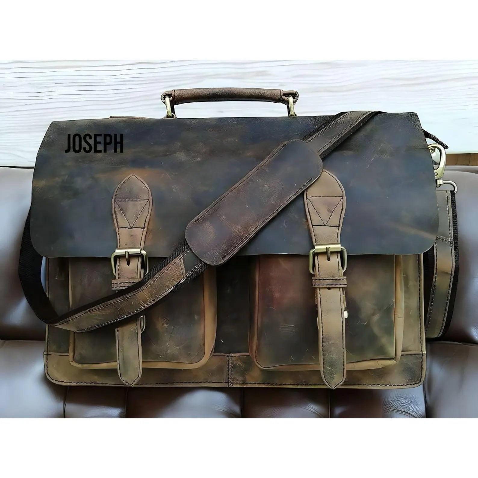 Buffalo Leather Messenger Laptop Bag