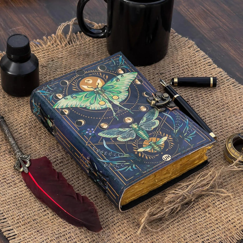 Blank Spell Book of Shadows Luna Moth Journal