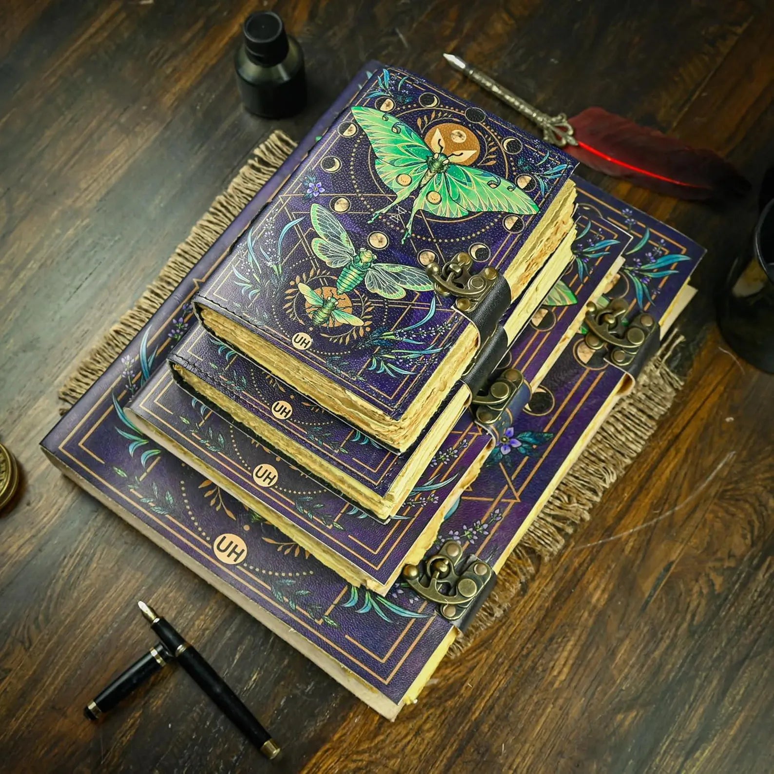 Blank Spell Book of Shadows Luna Moth Journal