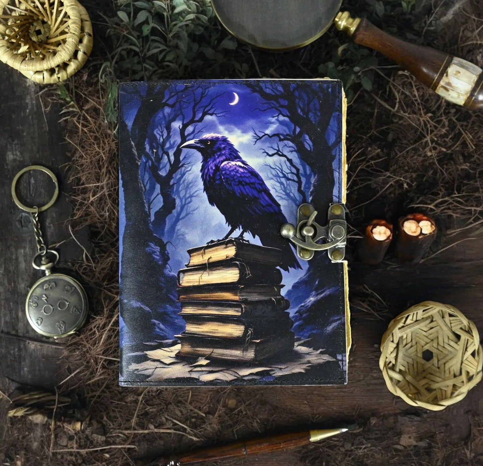 Leather Journal Gothic Notebook The Raven Print