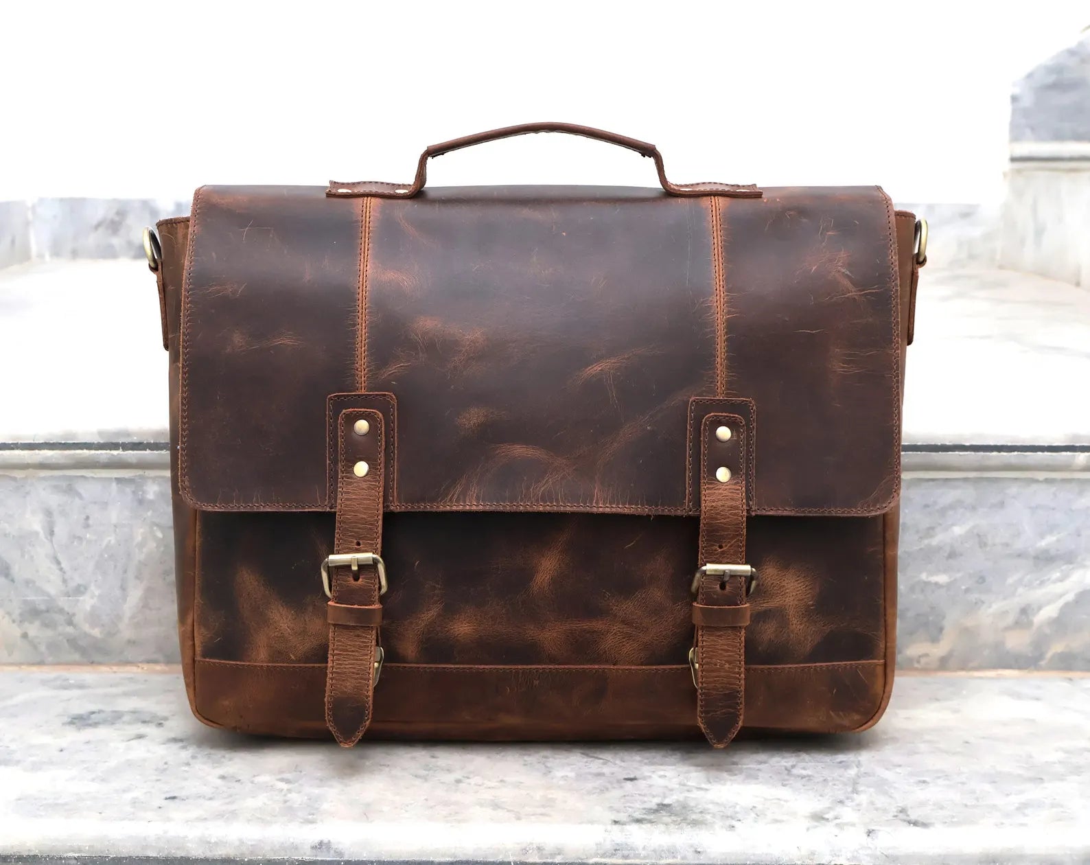 Buffalo Leather Messenger Laptop Bag