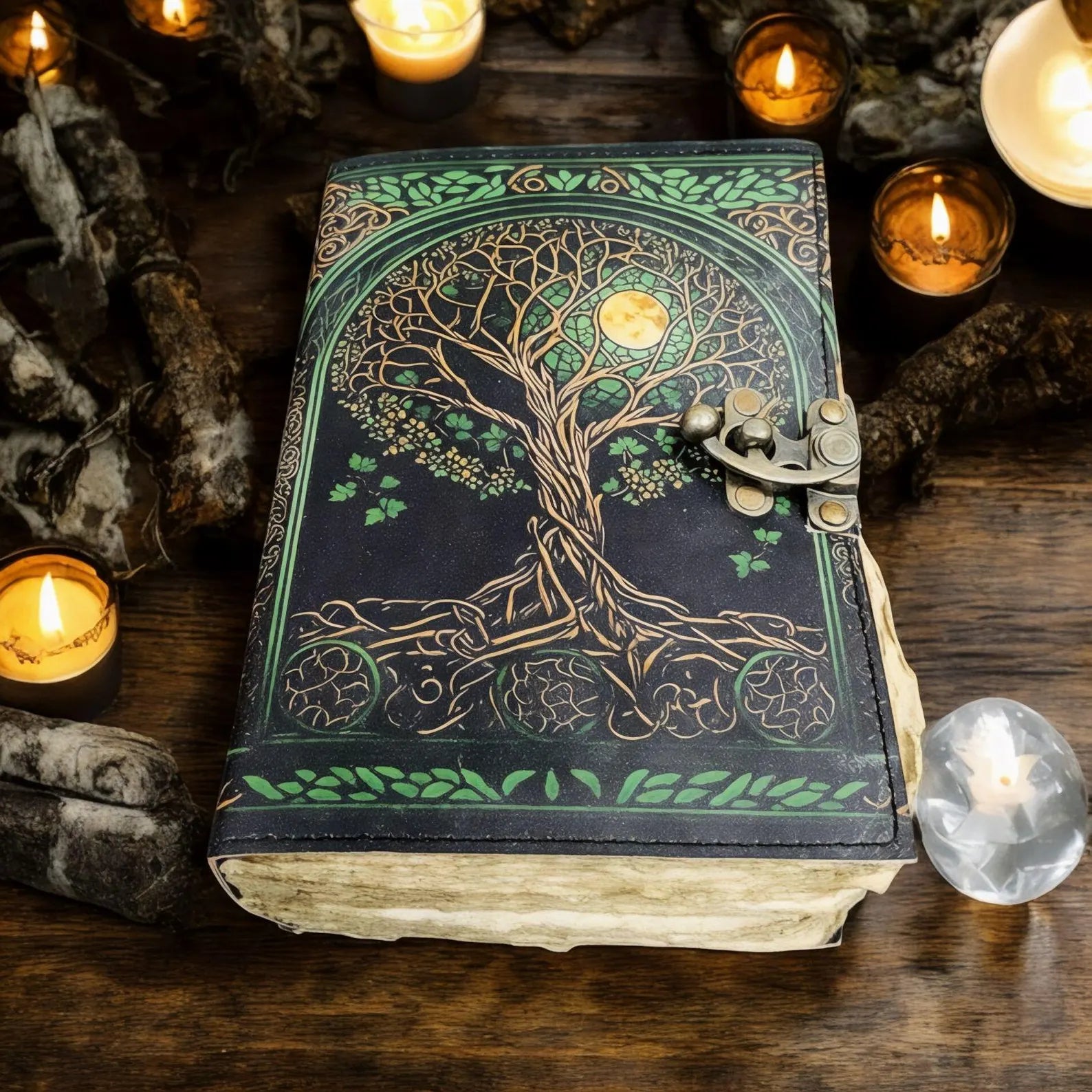 Vintage leather journal, Tree of Life Journal