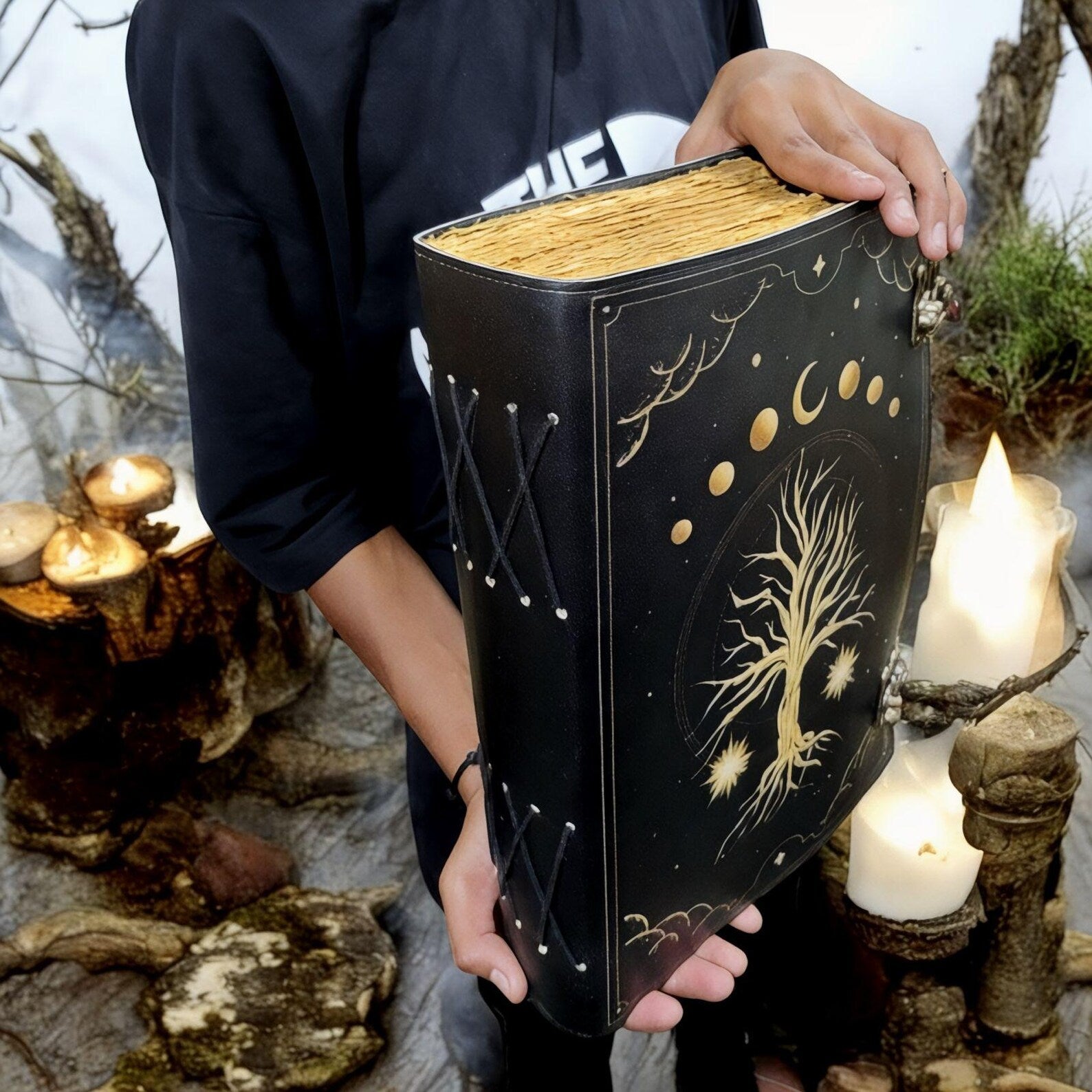 leather journal, Print Tree of Life Journal