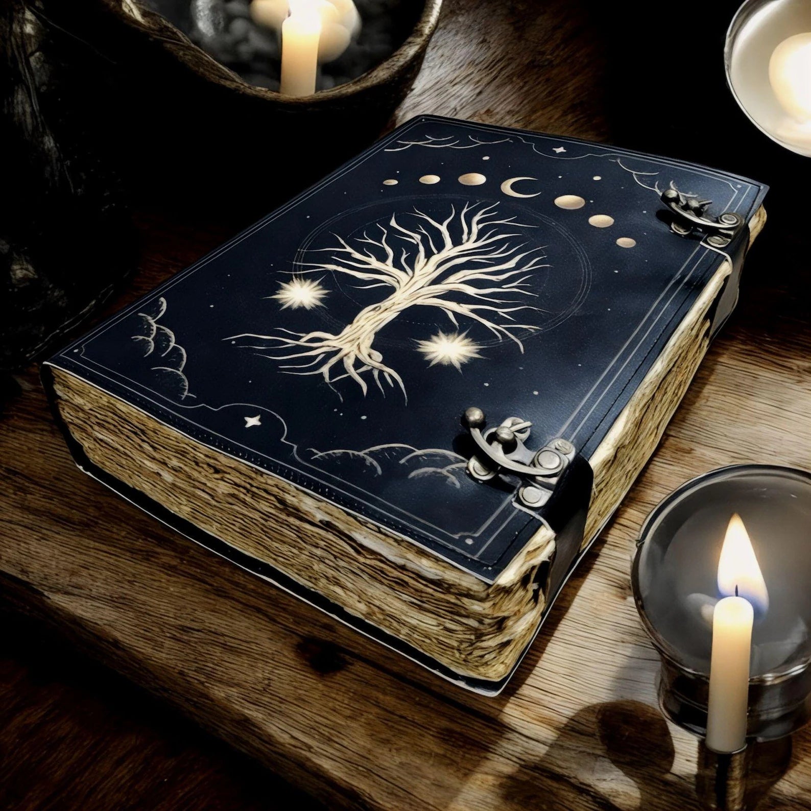 leather journal, Print Tree of Life Journal