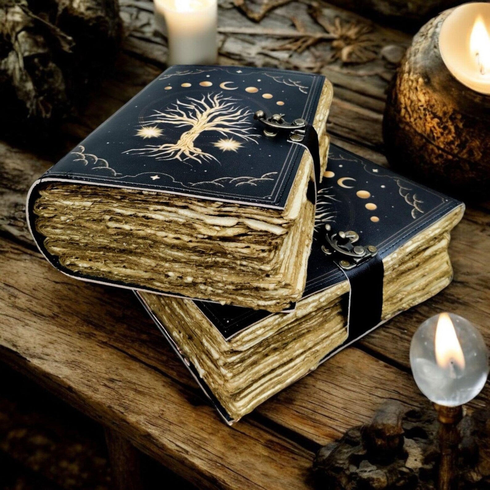 leather journal, Print Tree of Life Journal