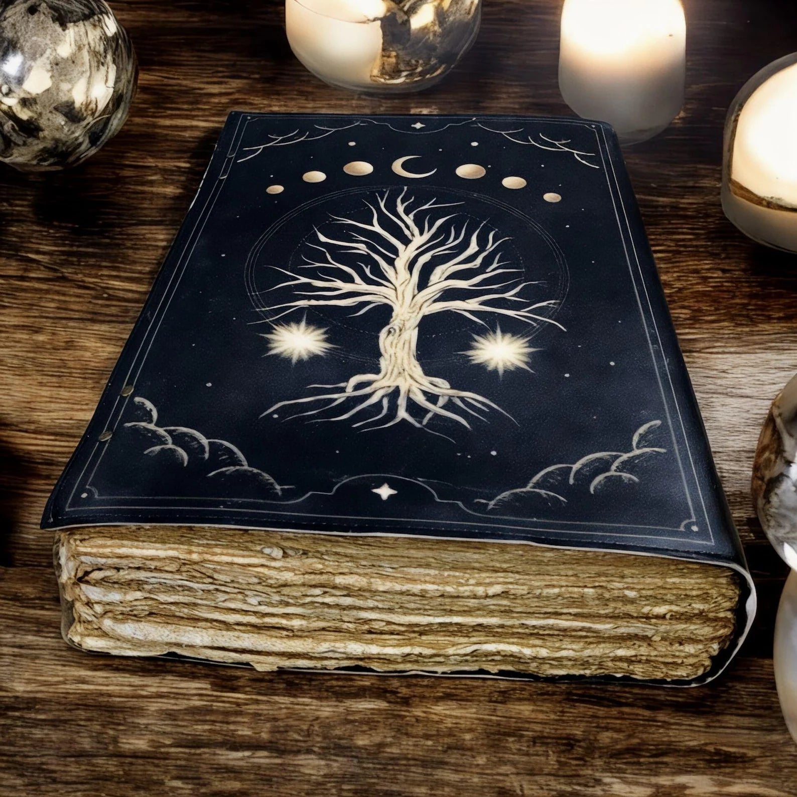 leather journal, Print Tree of Life Journal