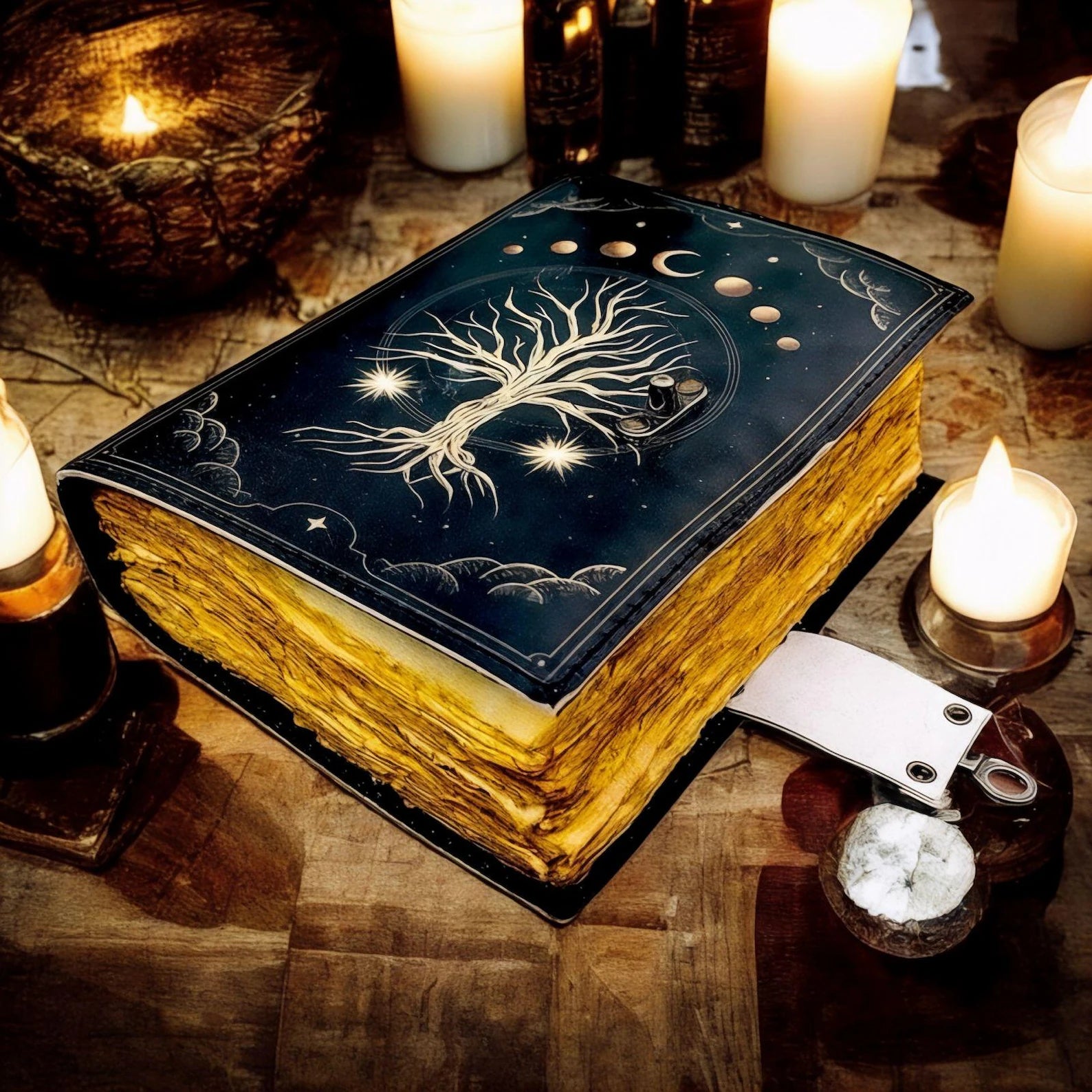 leather journal, Print Tree of Life Journal