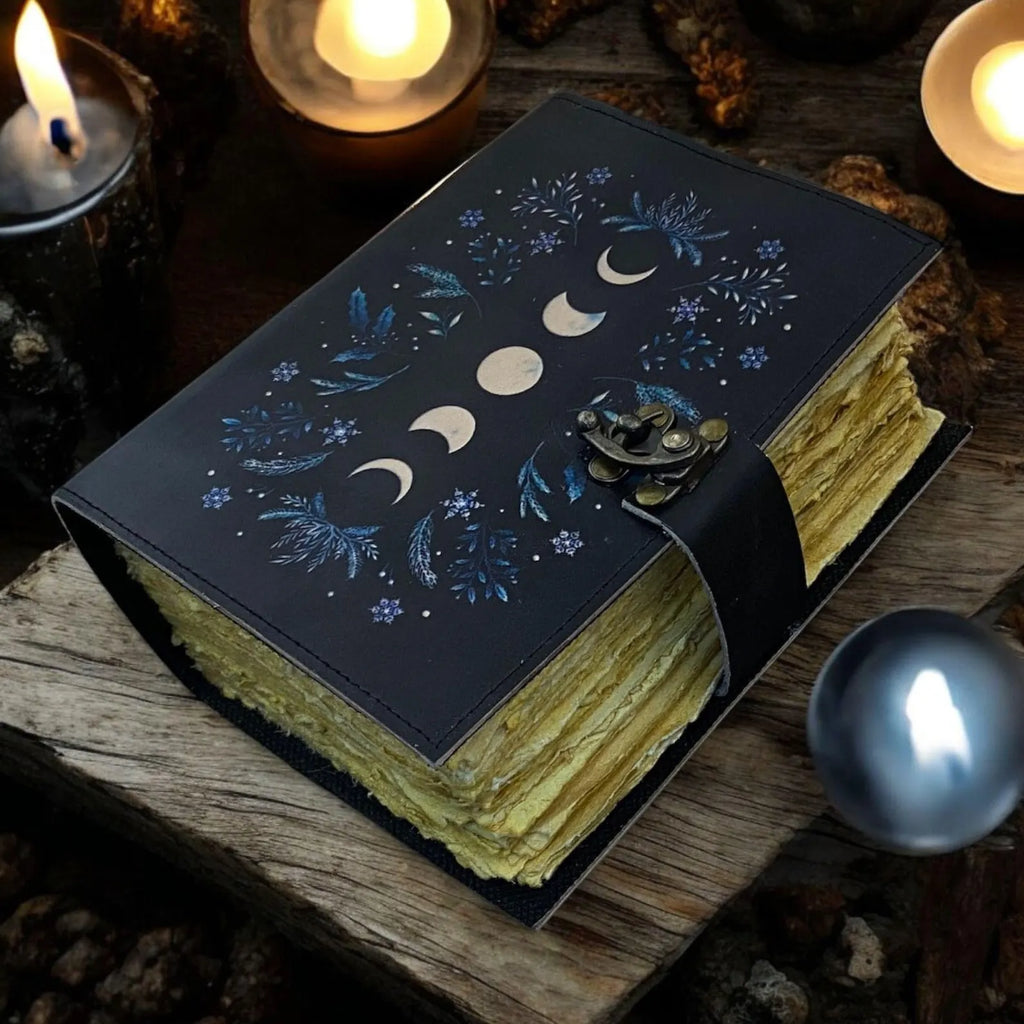 Vintage leather journal, Moon Phase Journal