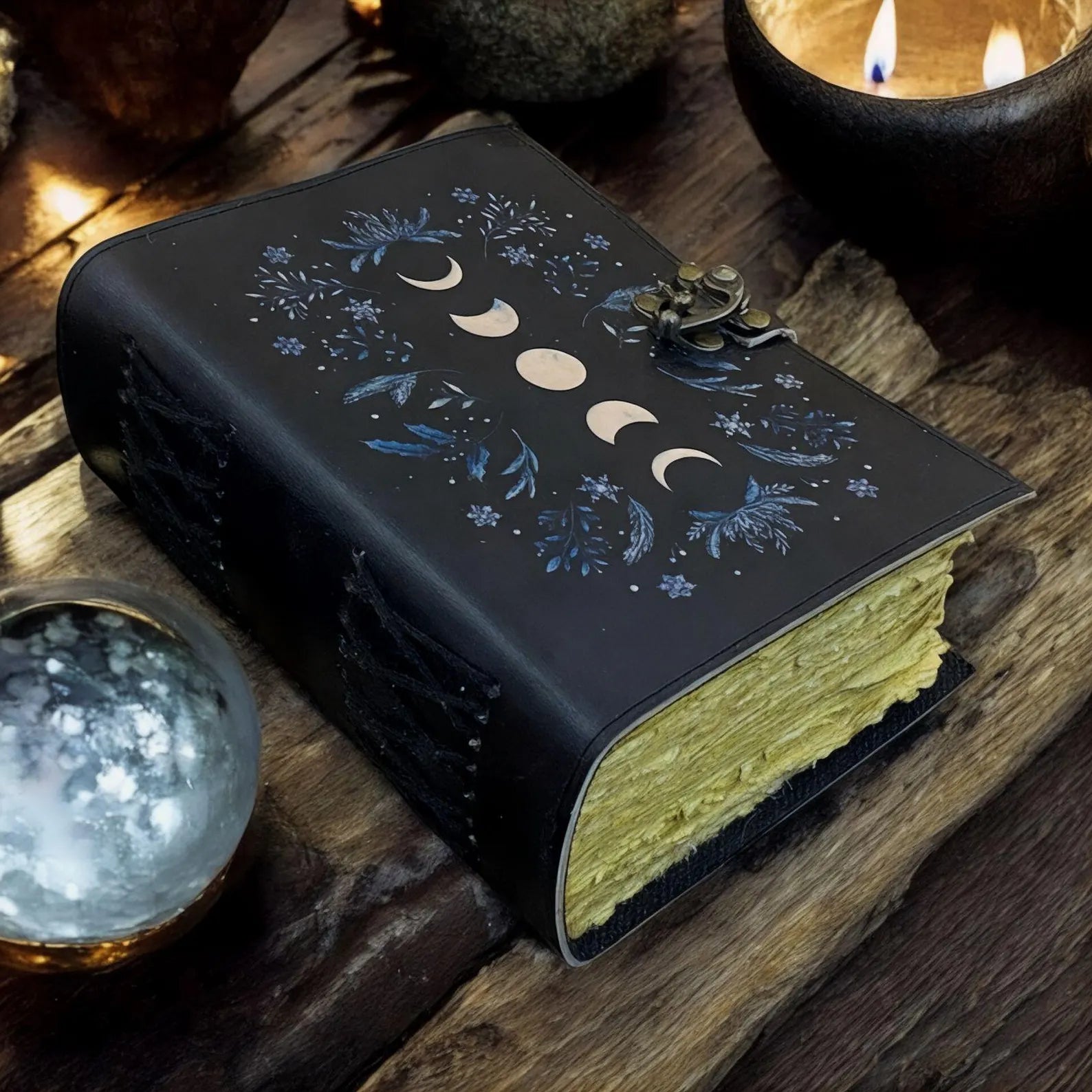 Vintage leather journal, Moon Phase Journal