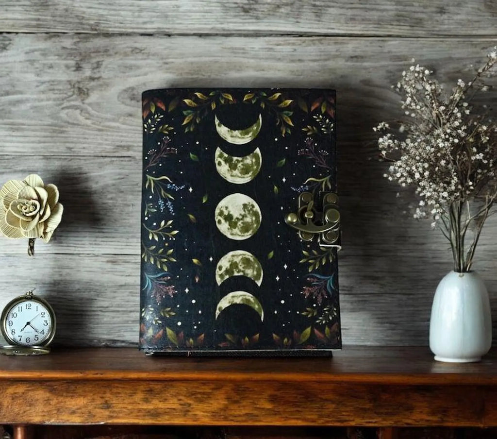 leather journal, Moon Phase Journal