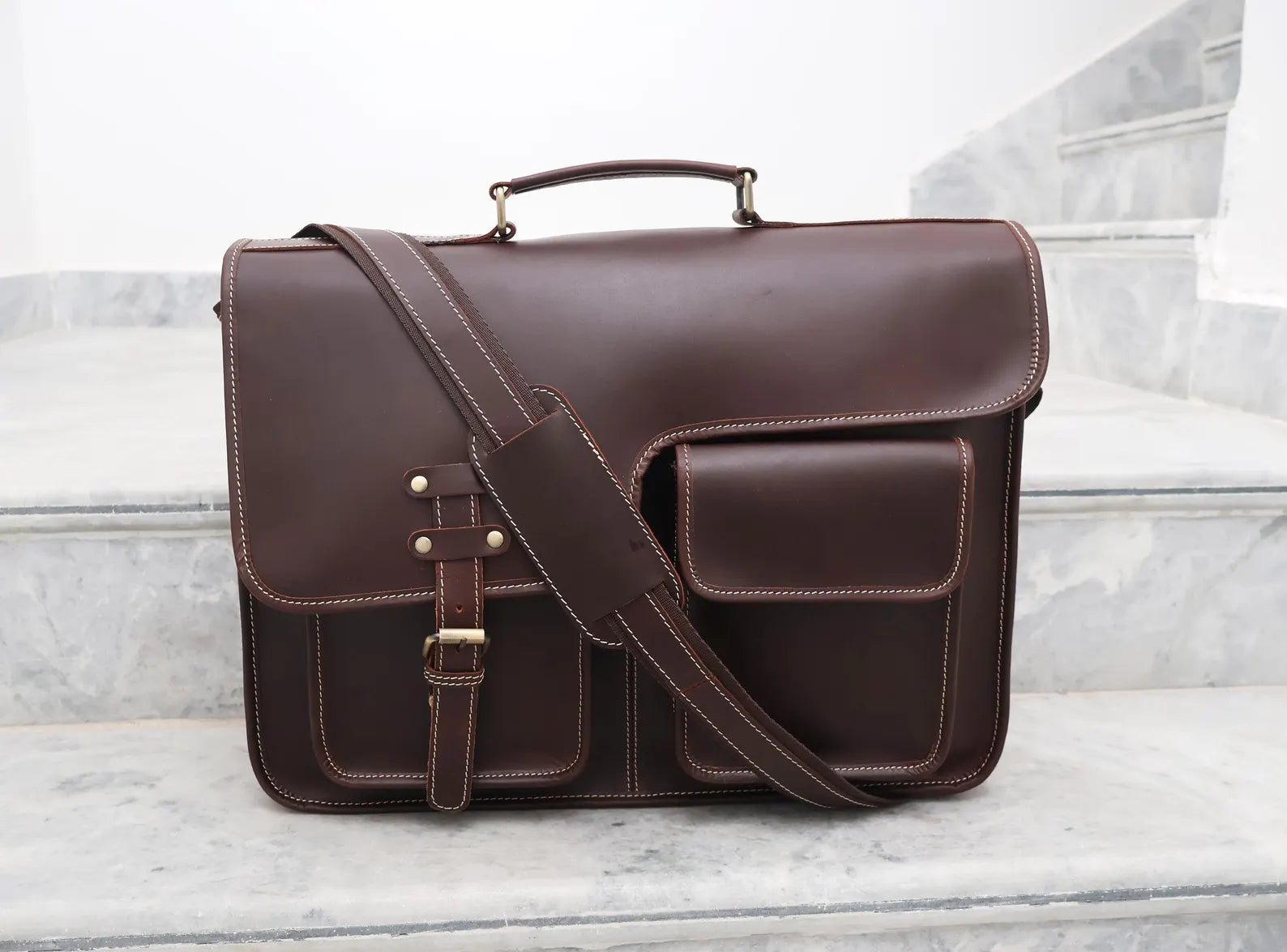 Buffalo Leather Messenger Laptop Bag