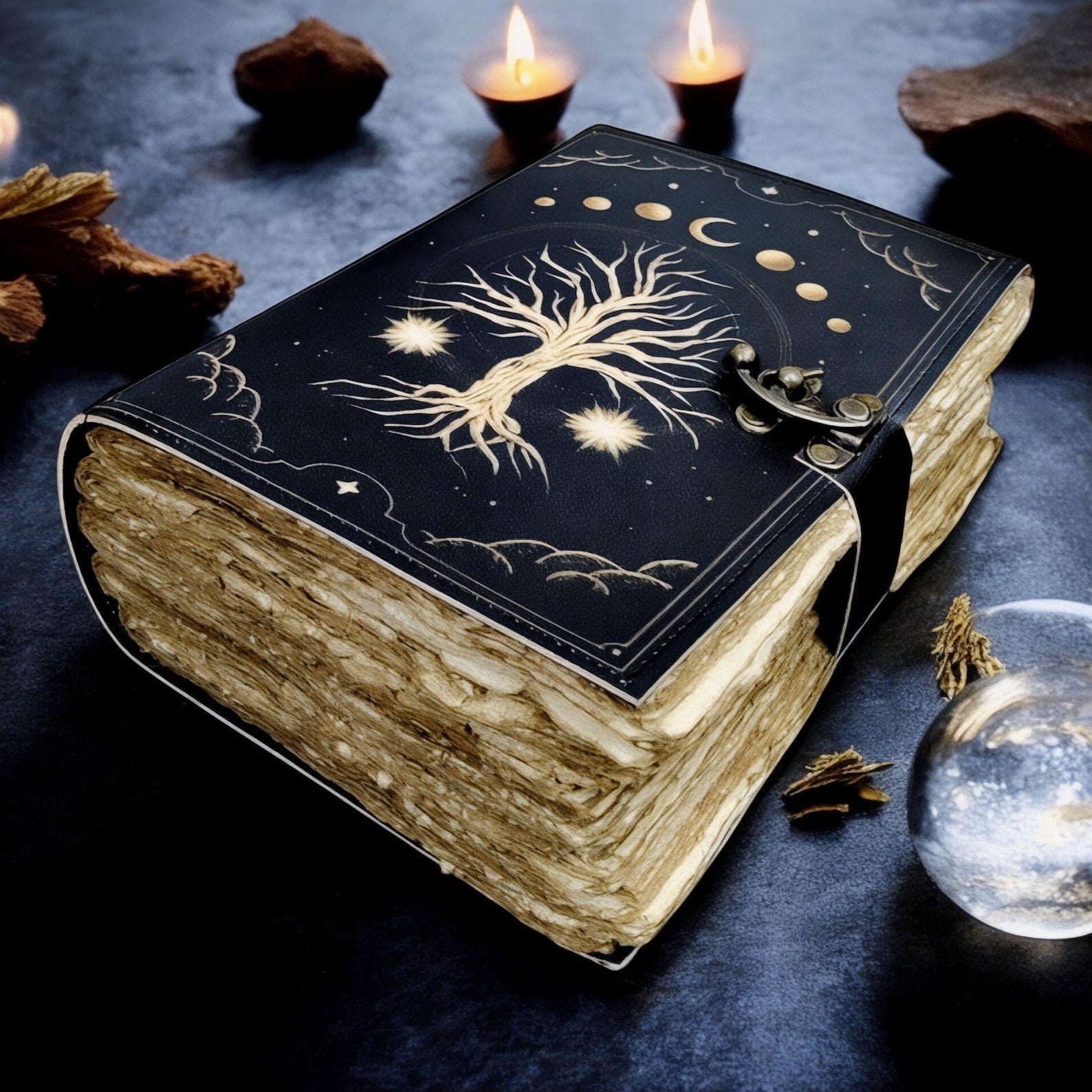 leather journal, Print Tree of Life Journal