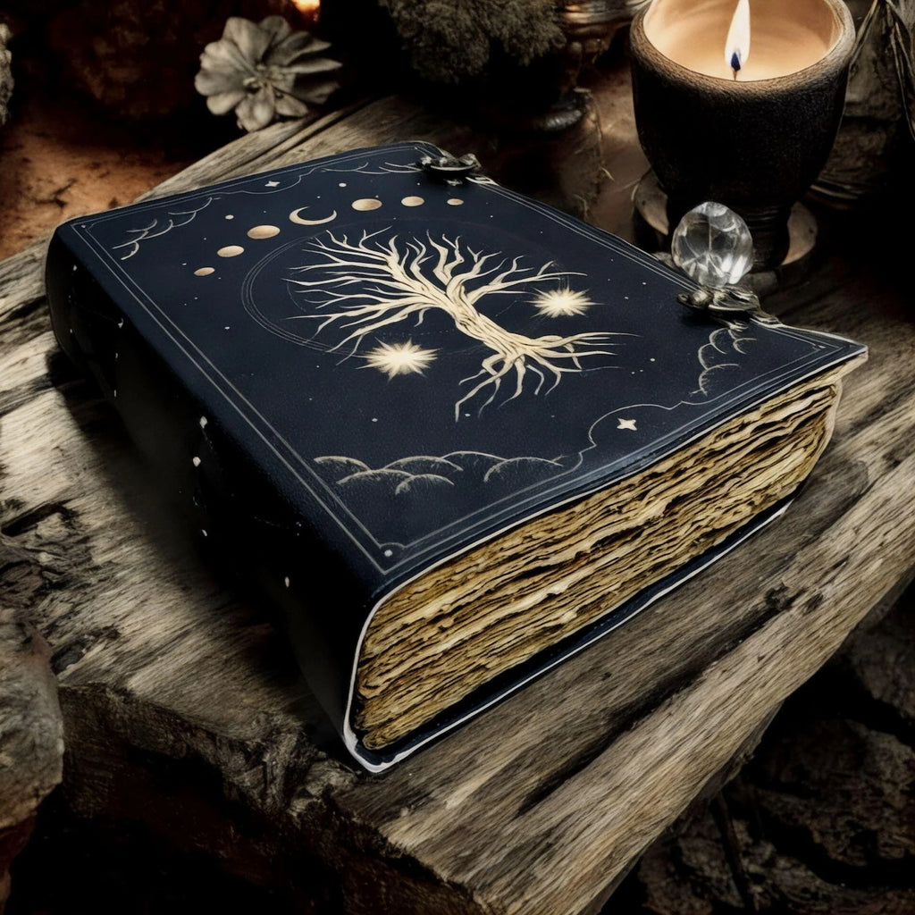 leather journal, Print Tree of Life Journal