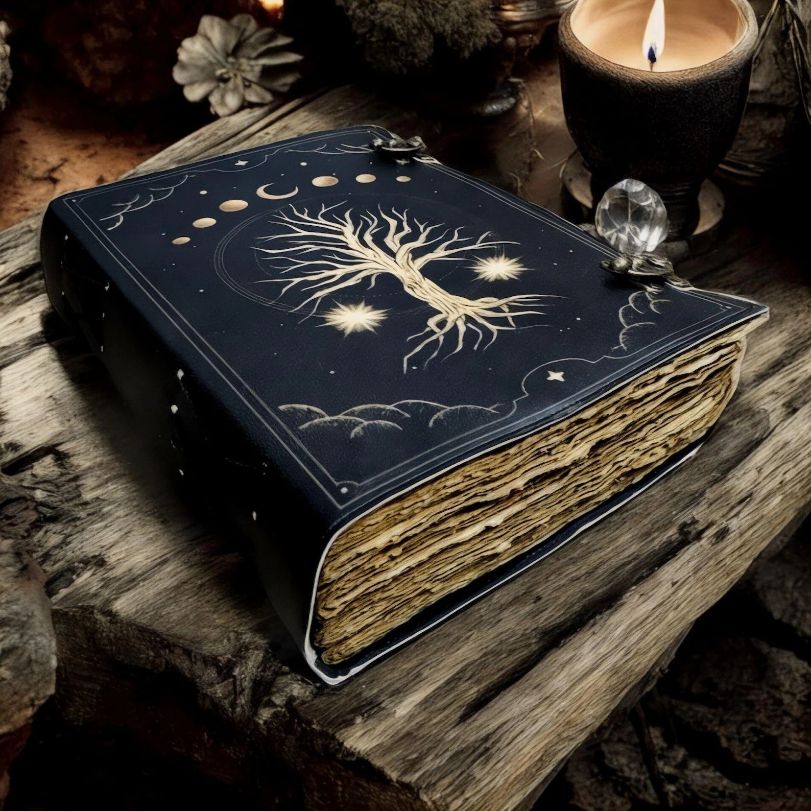 leather journal, Print Tree of Life Journal