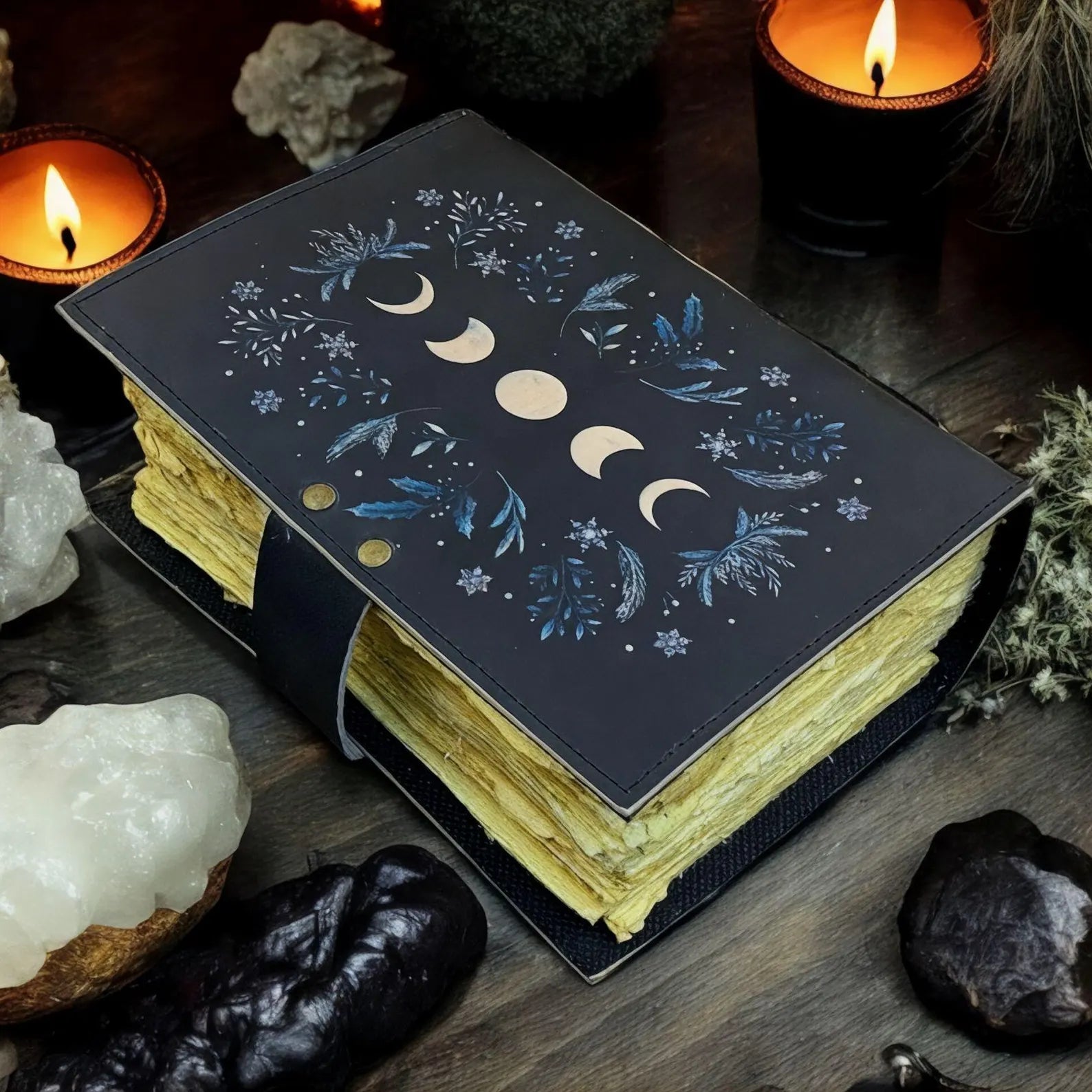 Vintage leather journal, Moon Phase Journal