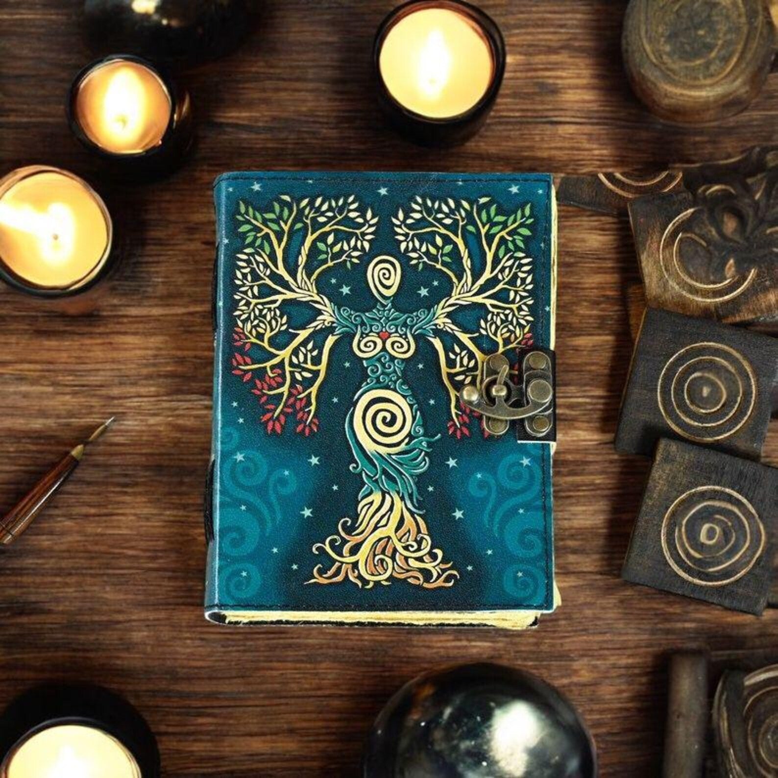 Mother of Earth Wiccan leather Journal
