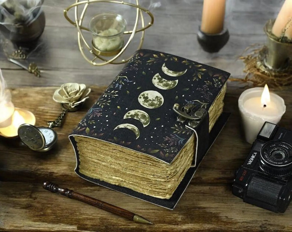 leather journal, Moon Phase Journal