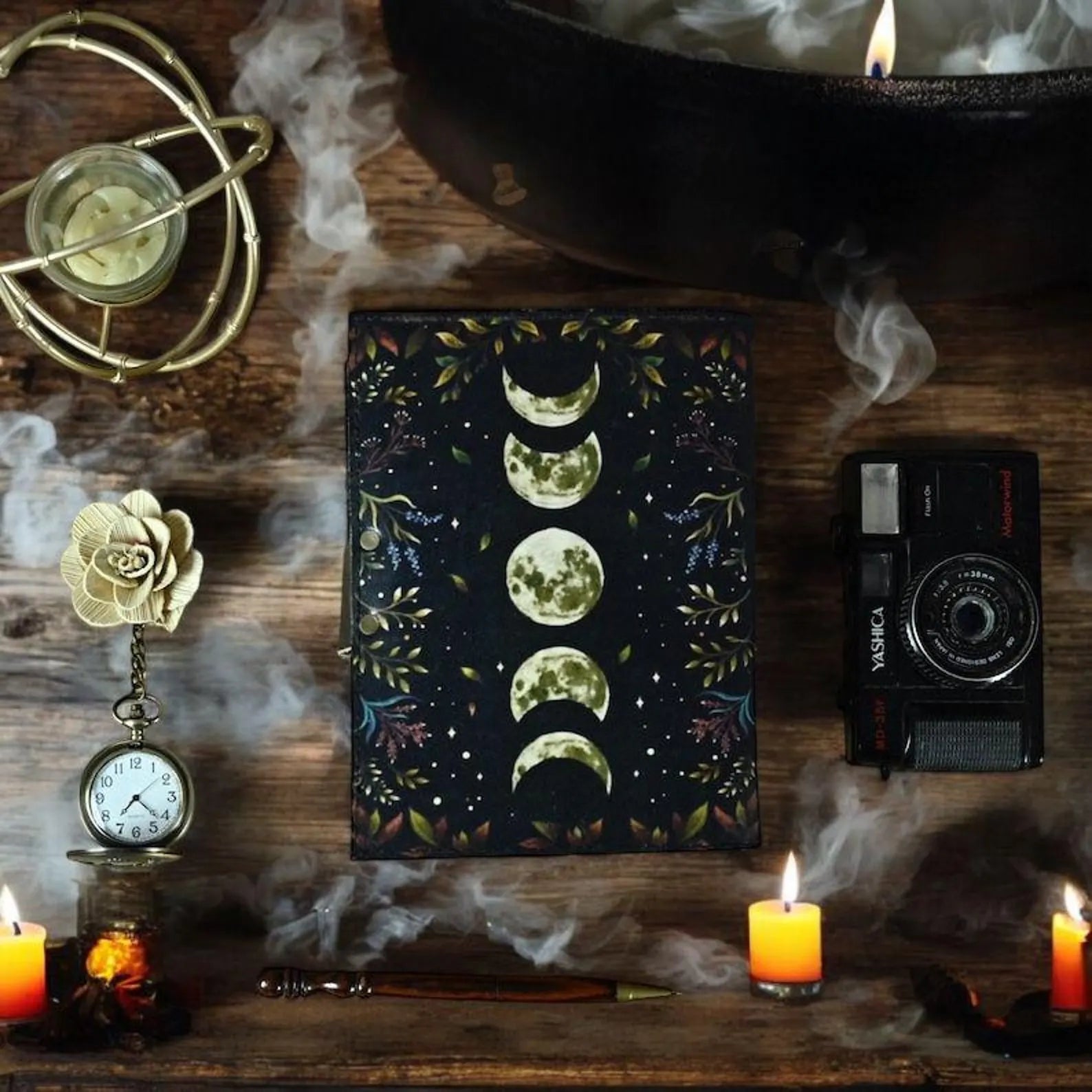 leather journal, Moon Phase Journal