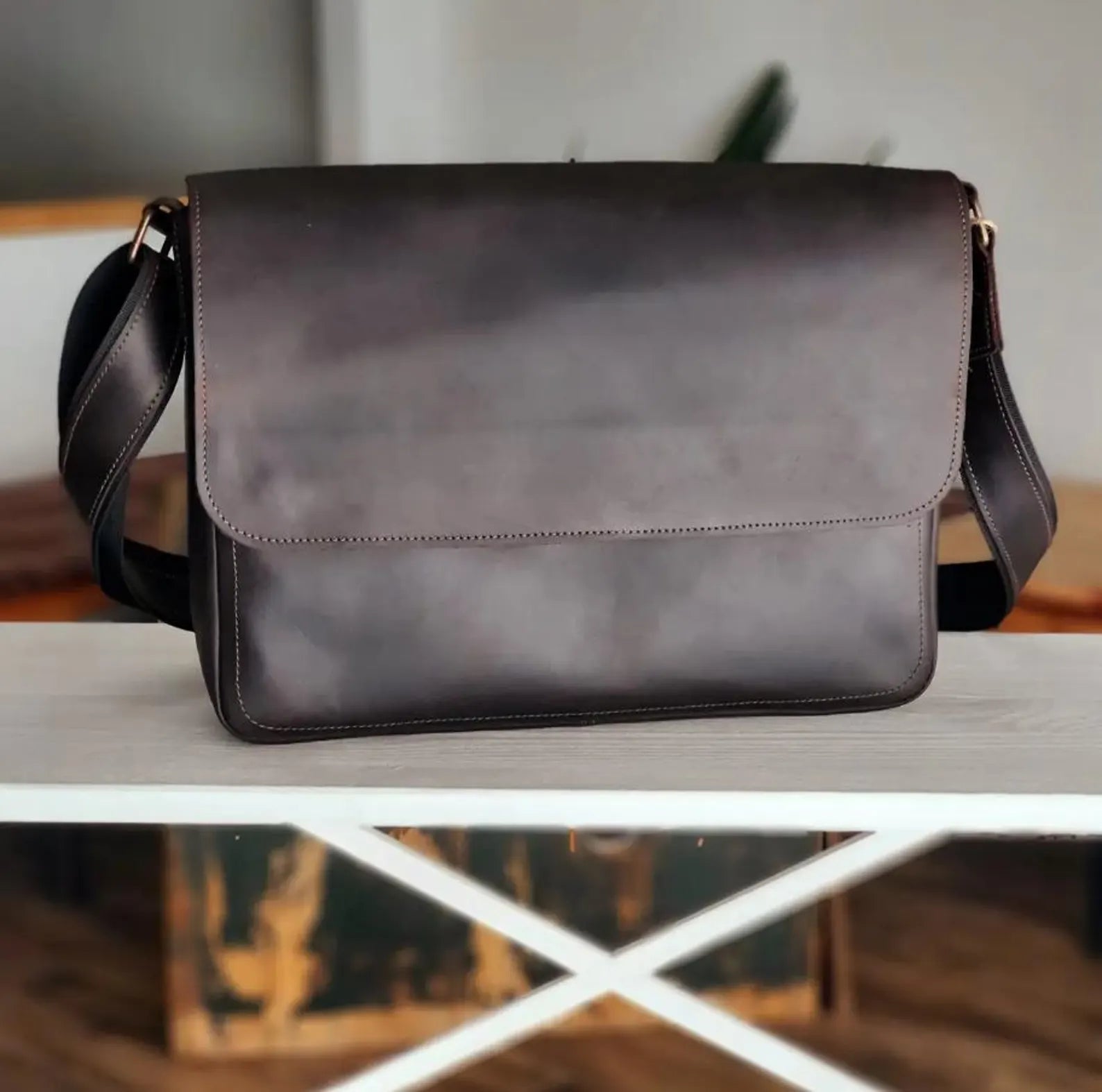 Leather Messenger Bag Laptop Case