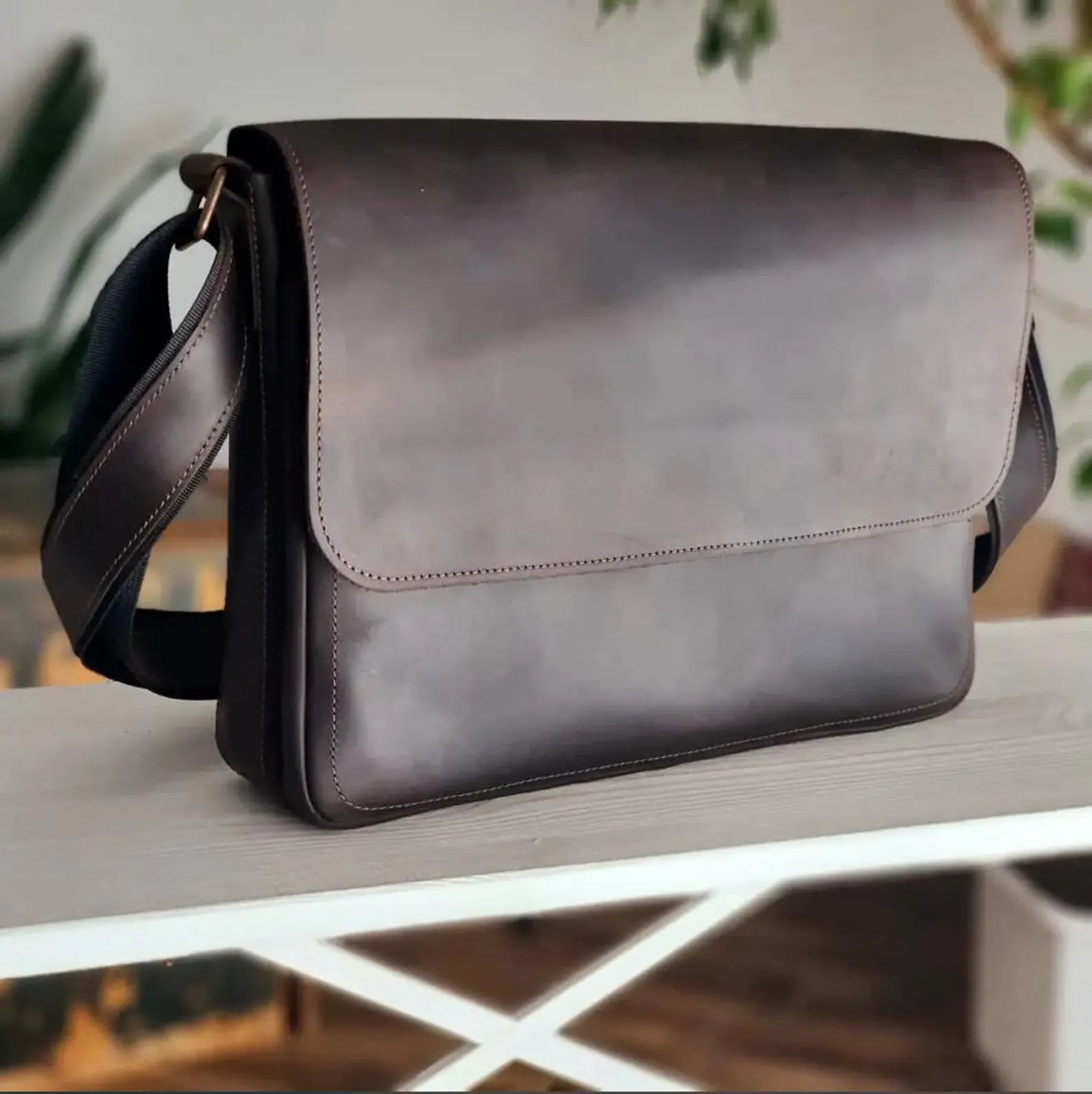 Leather Messenger Bag Laptop Case