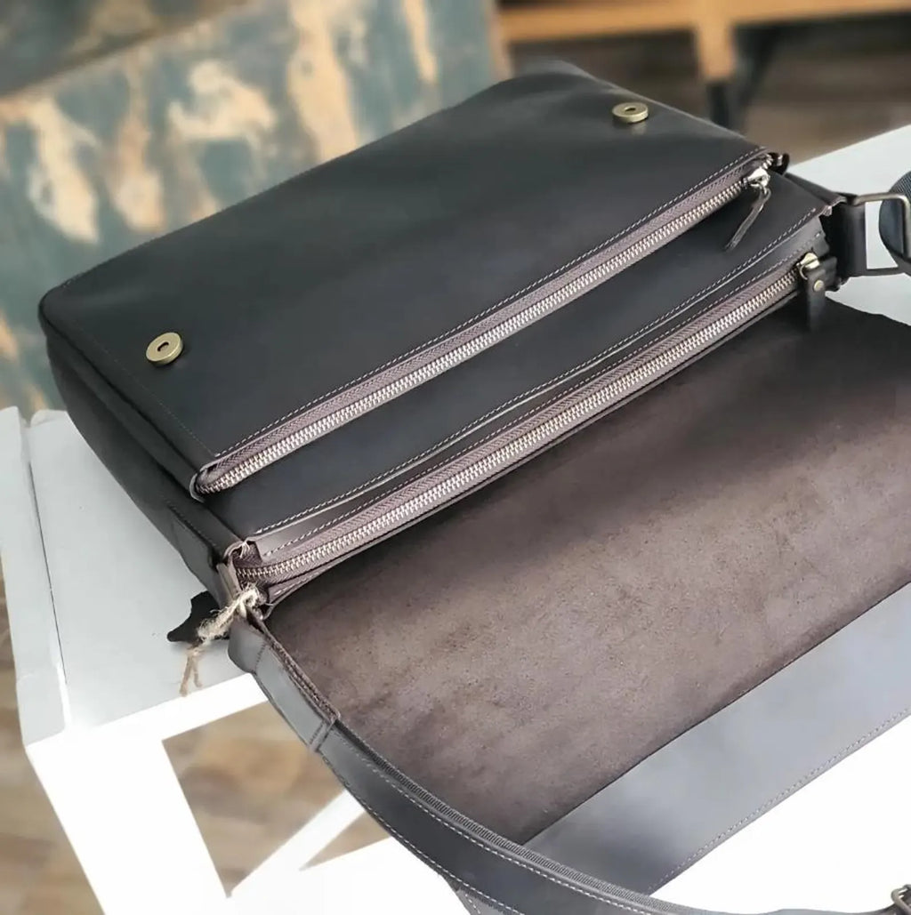 Leather Messenger Bag Laptop Case
