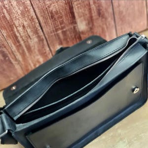 Handcrafted Black Leather Messenger Bag
