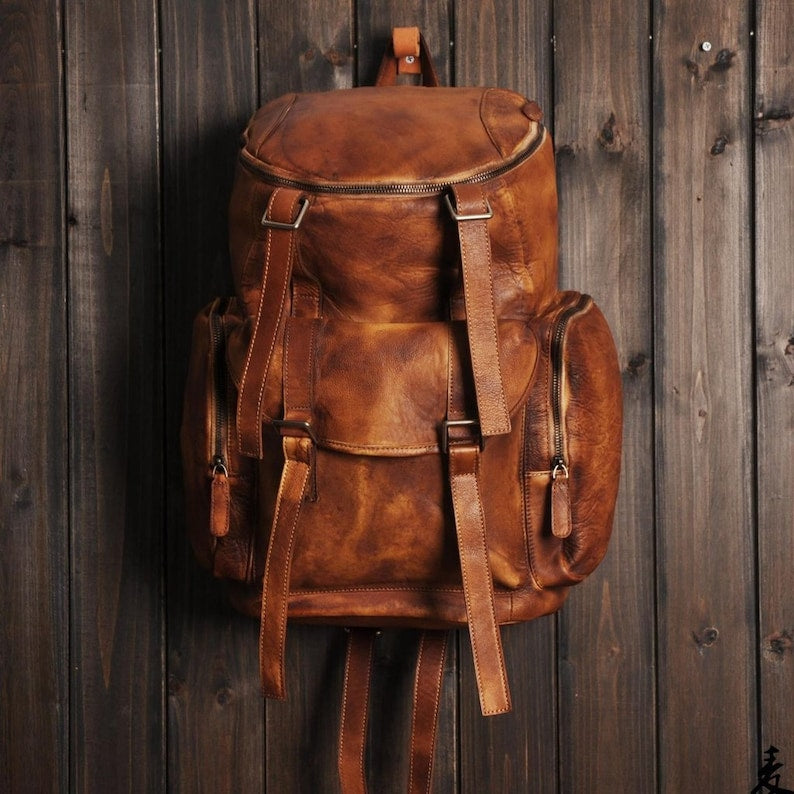 Distressed Leather Backpack, Leather Backpack
