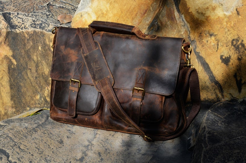 Buffalo Leather Messenger Laptop Bag