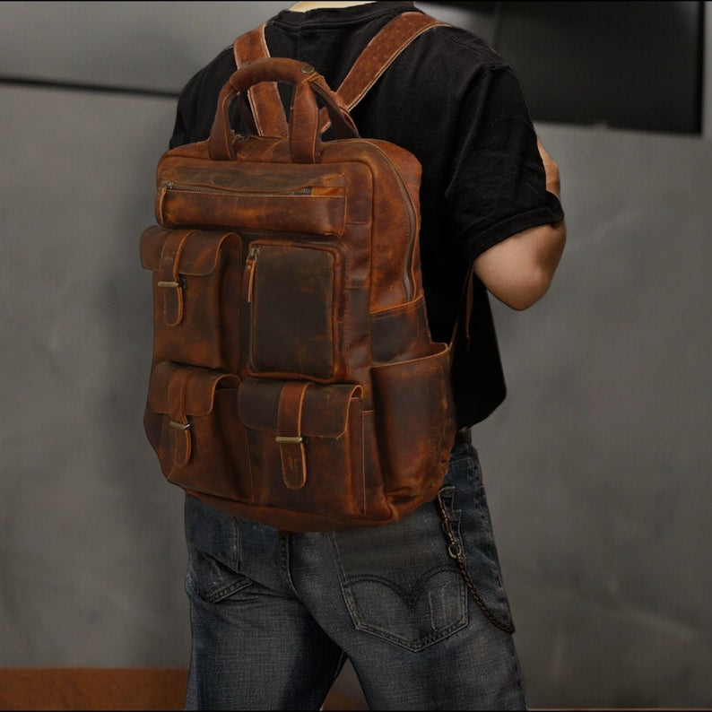 Personalized Genuine Leather Backpack