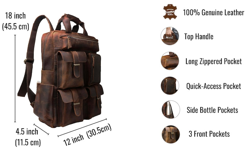 Personalized Genuine Leather Backpack