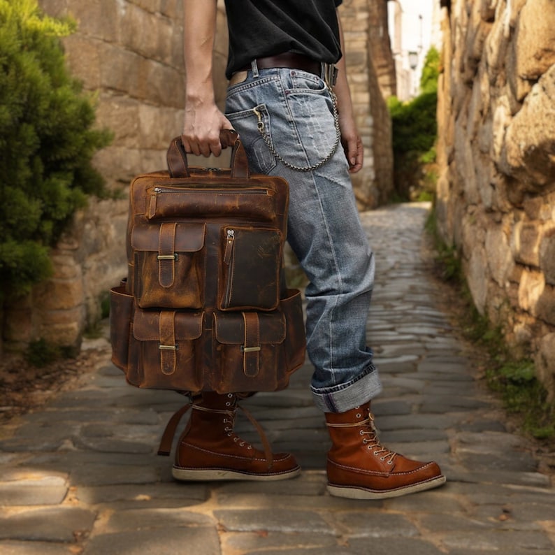 Personalized Genuine Leather Backpack